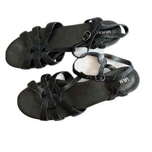 VANELi Womens Leather Multi-Strap Sandals Brandy Black 10.5 Comfort